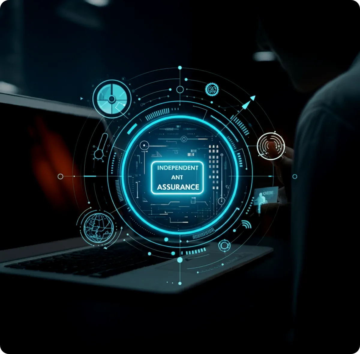 A digital display reading Independent and Assurance